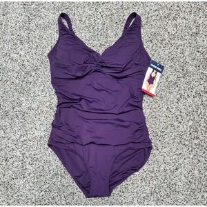 Lands' End Twist‎ front One Piece Swimsuit Purple Size M